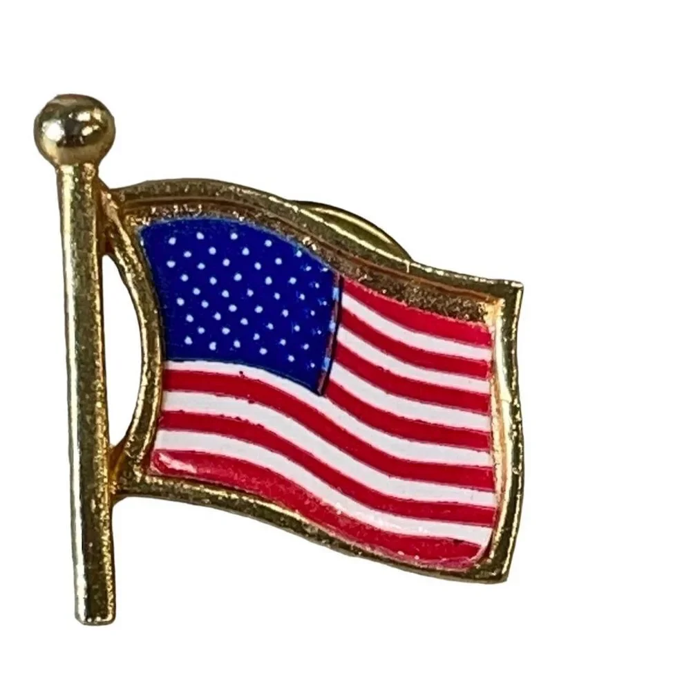 Enamel Lapel Pin Tie Tack USA Flag Patriotic Stars Stripes 4th of July